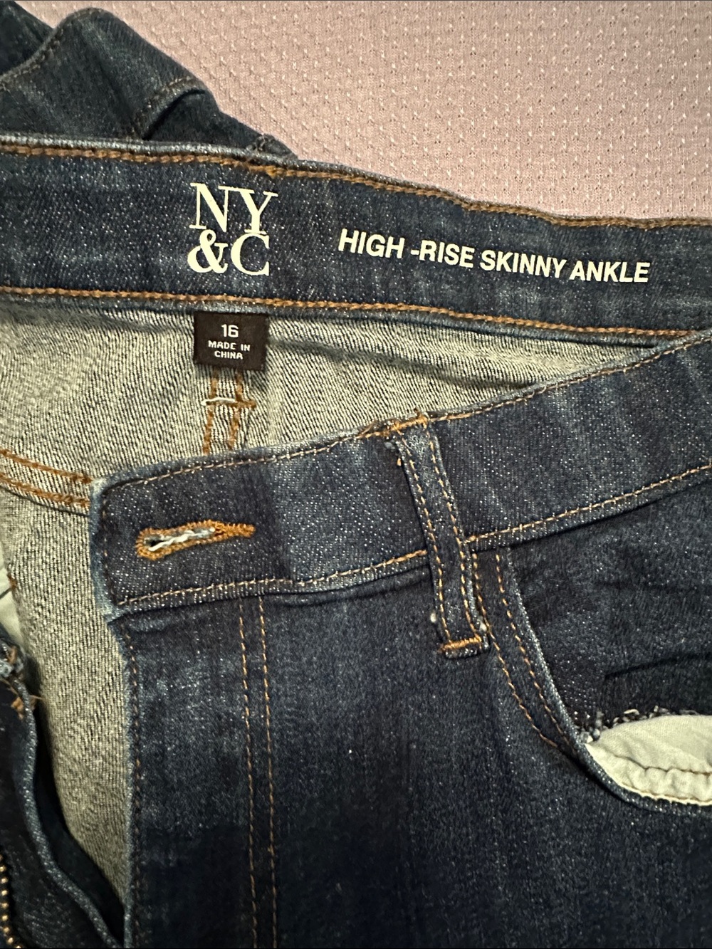New York & Company High-Rise Skinny Ankle Jeans in Dark Blue Denim
